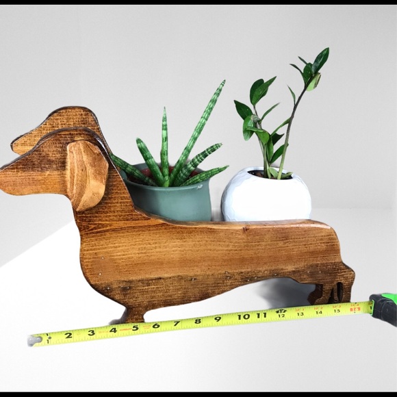 COPY - Handmade Rusty the wiener dog planter sled - Picture 3 of 9